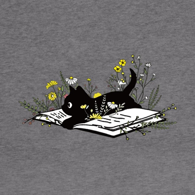 Cat Mom | Book Cat | Floral Book by MasutaroOracle